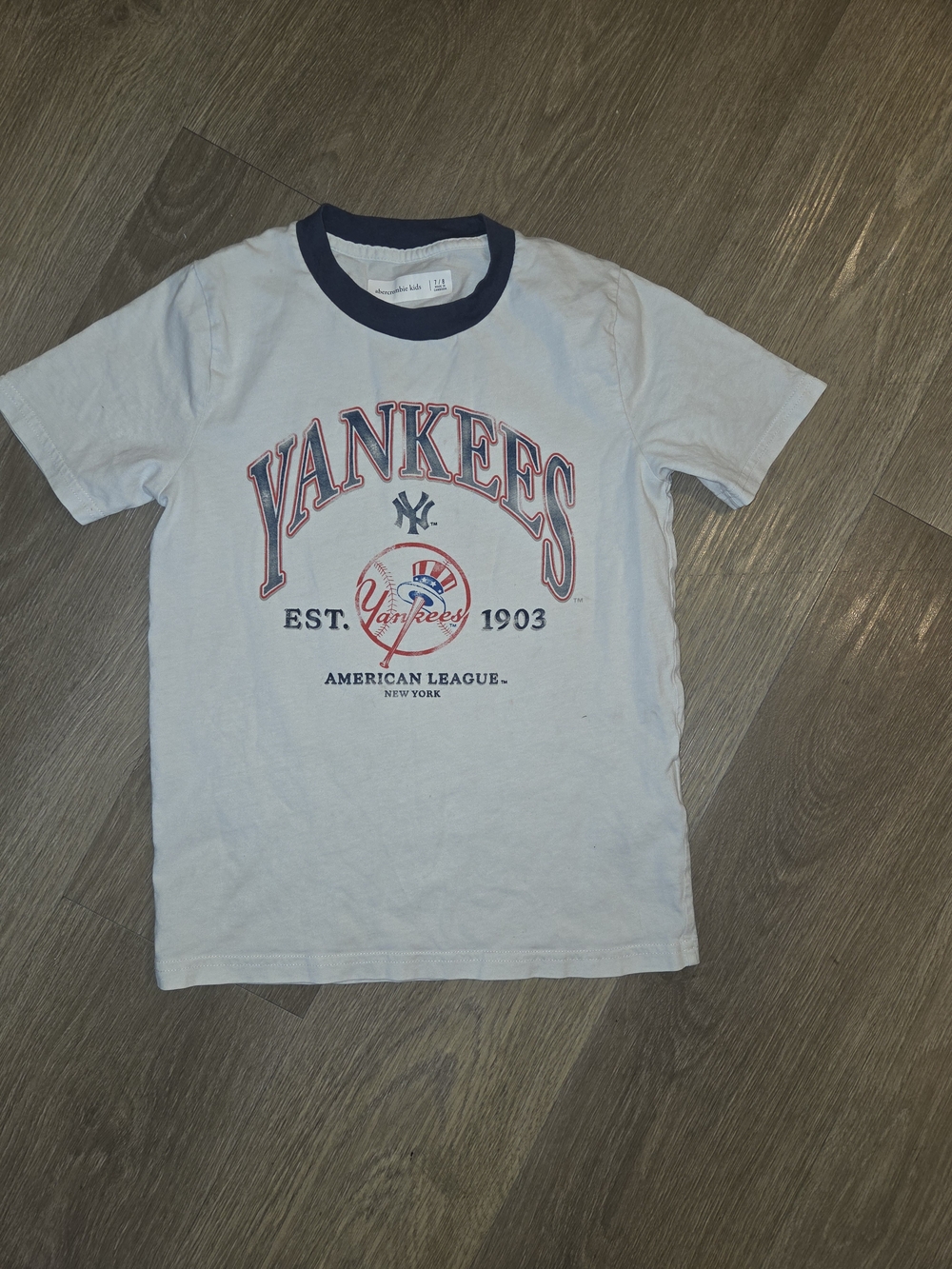 Abercrombie Kids NY Yankees Vintage Graphic Ringer Tee